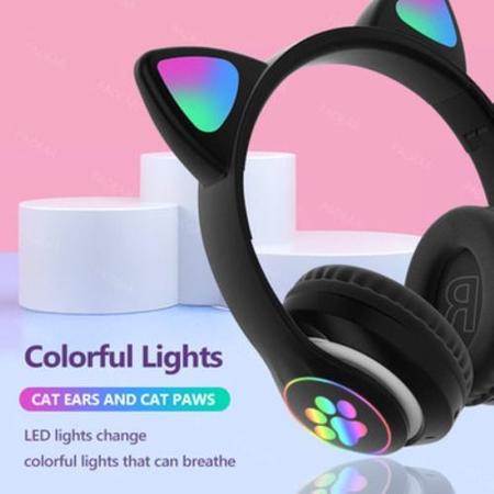 Fone De Ouvido Headphone Orelha De Gato Bluetooth P2 Led - E_IDEIAS ONLINE