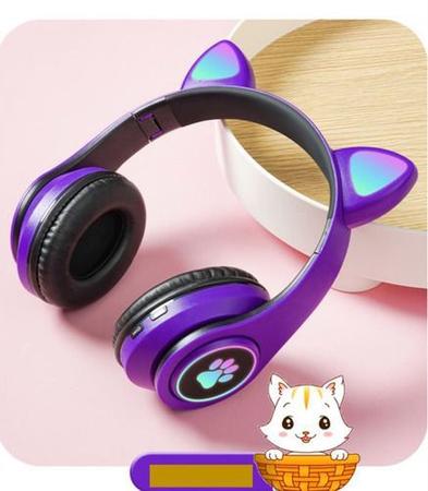 Fone Orelha De Gato Headphone Gatinho Com Led Fone Bluetooth Dobrável -  E_IDEIAS ONLINE