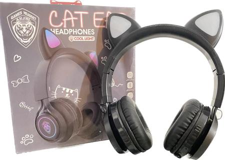 Headset Fone De Ouvido Bluetooth Led Orelha Gato