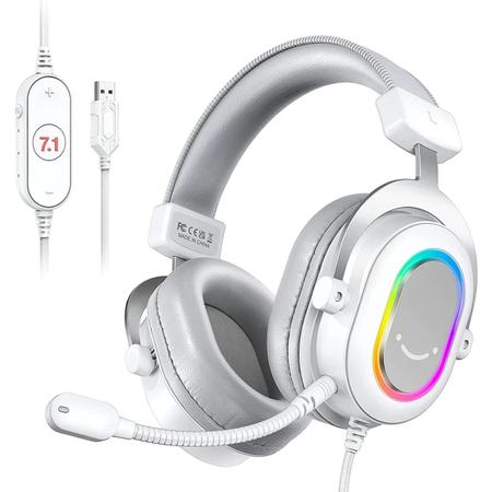 Imagem de Headset Fone De Ouvido Fifine H6 Rgb 7.1 Ampligame Branco