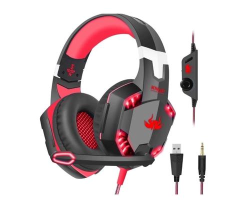 Fones de ouvido LED Pro Gaming com microfone para PC Gamer, cor laranja