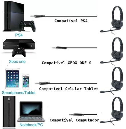 Imagem de Headset Fone e Microfone P/ Chat Jogo Compatível PC Smartphone Tablet Consoles de Vídeo Game