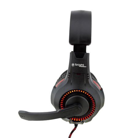 Imagem de Headset Gamer com Microfone USB P2 Led Preto e Vermelho - 0468 - Bright