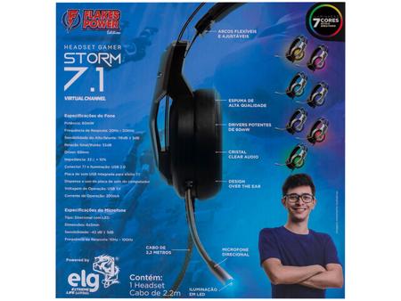 Imagem de Headset Gamer ELG Flakes Power Storm 7.1 Virtual