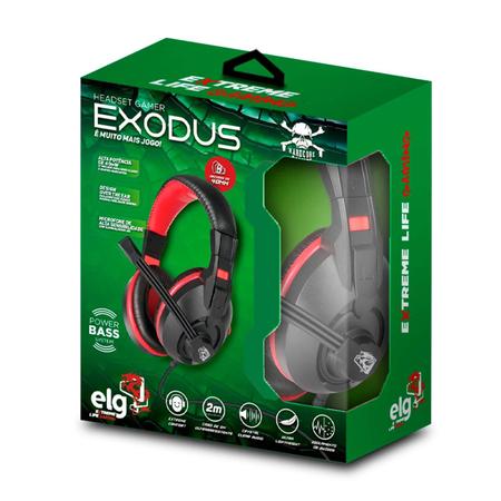 Imagem de Headset Gamer Exodus Com Microfone Preto e Vermelho HGEX ELG