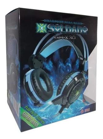 Imagem de Headset Gamer Fone Ouvido com Microfone Infokit X-Soldado Cabo Reforçado e LED, PC, Jogos -GH-X30