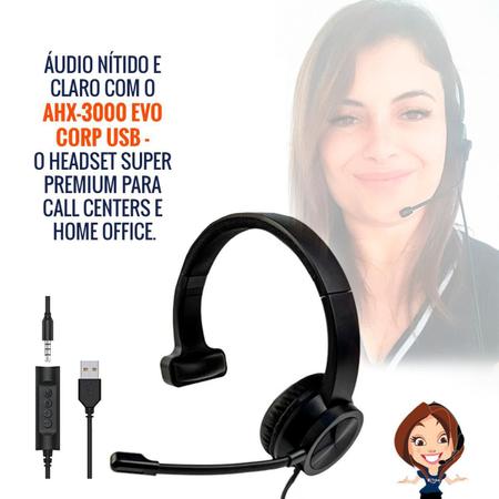 Headset Usb Agem Ahx3000 Evo Mono Com Cancelador Ruído Imagem de Headset Usb Agem Ahx3000 Evo Mono Com Cancelador Ruído