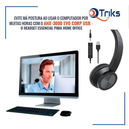 Headset Usb Agem Ahx3000 Evo Mono Com Cancelador Ruído Imagem de Headset Usb Agem Ahx3000 Evo Mono Com Cancelador Ruído
