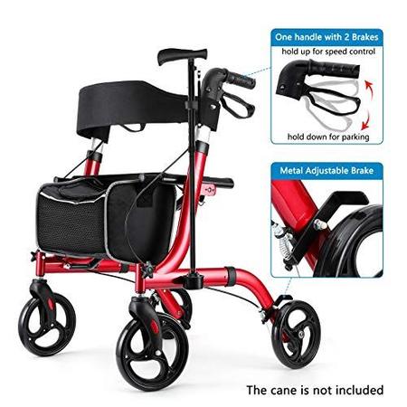 Imagem de Healconnex Rollator Walkers para idosos-dobrável Rollator Walker com assento e quatro rodas de 8 polegadas-Medical Rollator Walker com alças de conforto e encosto grosso-quadro de alumínio leve e cesta