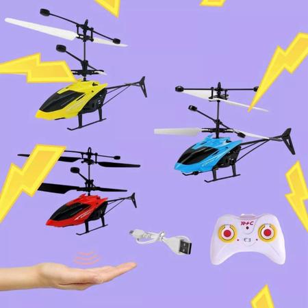 Imagem de Helicoptero Brinquedo Com Controle Remoto Recarregável E Sensor(am)