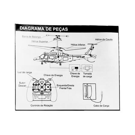 Imagem de Helicóptero Controle Remoto Falcão 3 de  Recarregável