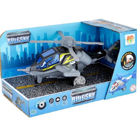 Helicóptero Fricção Policia 22cm Emite Som Luz Gira Hélice - Dm toys Imagem de Helicóptero Fricção Policia 22cm Emite Som Luz Gira Hélice