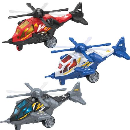 Helicóptero Fricção Policia 22cm Emite Som Luz Gira Hélice - Dm toys Imagem de Helicóptero Fricção Policia 22cm Emite Som Luz Gira Hélice