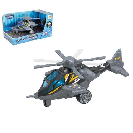 Helicóptero Fricção Policia 22cm Emite Som Luz Gira Hélice - Dm toys Imagem de Helicóptero Fricção Policia 22cm Emite Som Luz Gira Hélice
