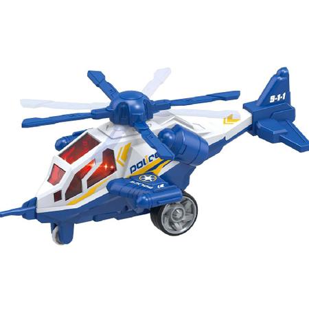 Helicóptero Fricção Policia 22cm Emite Som Luz Gira Hélice - Dm toys Imagem de Helicóptero Fricção Policia 22cm Emite Som Luz Gira Hélice