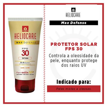 Imagem de Heliocare Max Defense Oil Reduction Gel Creme FPS 30 Heliocare - Protetor Solar Fps 30