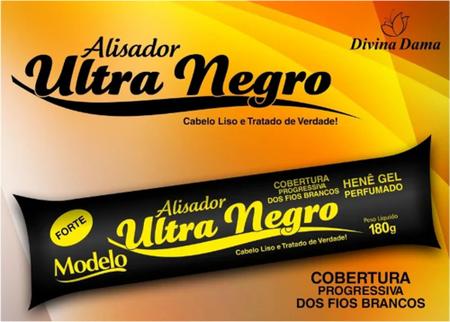 Imagem de Hene em Gel Perfumado Modelo Alisador Ultra Negro 04x180gr Preto Forte (Preto Azulado) Bisnaga