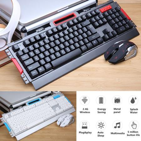 HK50 2.4G Painel de metal Teclado sem fio e mouse Combo Set Gaming