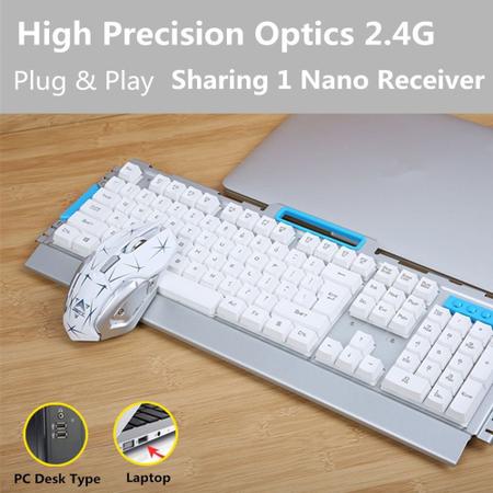 HK50 2.4G Painel de metal Teclado sem fio e mouse Combo Set Gaming