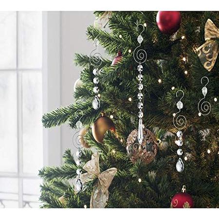 Imagem de HOHIYA 36pc Ornament Hooks Cabides de Natal Decorações Pequenas Decorativas Penduradas Fio de Metal Cristal Cristal Clara Redemoinho de Joias Para A Árvore Artesanato Mini Disco Bola De Plástico Enchimento De Plástico Baubles 2.5inch Prata