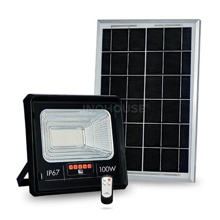 Imagem de Holofote Solar Refletor Led Luminaria 100w Prova Dágua Autonoma12h Kit Completo IP67 