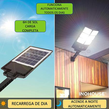 Imagem de Holofote Solar Refletor Poste 300w Luminaria Autonoma Controle remoto IP65 Preta 