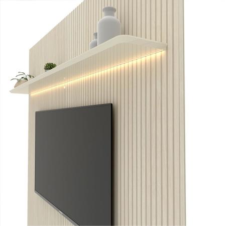 Imagem de Home para TV Impressão Ripado 3D com LED Requinte 220 Off White - Gelius