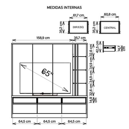 Imagem de Home Theater Estante Para Tv 65 Polegadas Vectro Caemmun