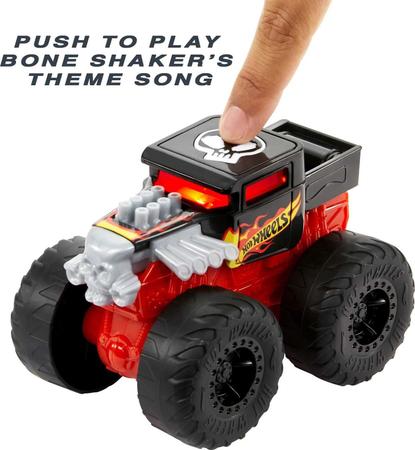 Imagem de Hot Wheels Monster Trucks Roarin' Wreckers, caminhão em escala 1 1:43 com luzes e sons, toca a música tema do caminhão, brinquedo para crianças de 3 anos ou mais