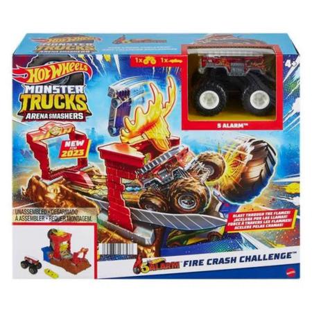 Conjunto Pista E Acessórios - Hot Wheels - Monster Trucks - Desafio Prensa  de Pneus - Mattel