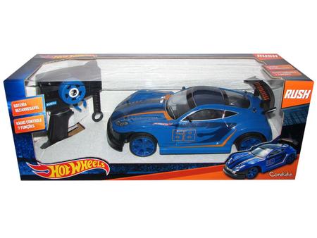 CARRO COM CONTROLE REMOTO RUSH HOT WHEELS 49MHZ CANDIDE 4548