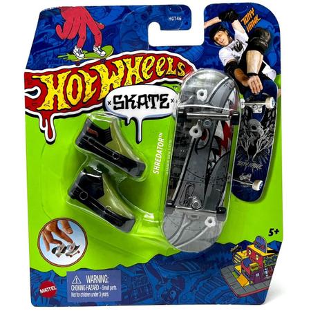 Hot Wheels Skateboard Skate de Dedo com Tênis Preto - Mattel