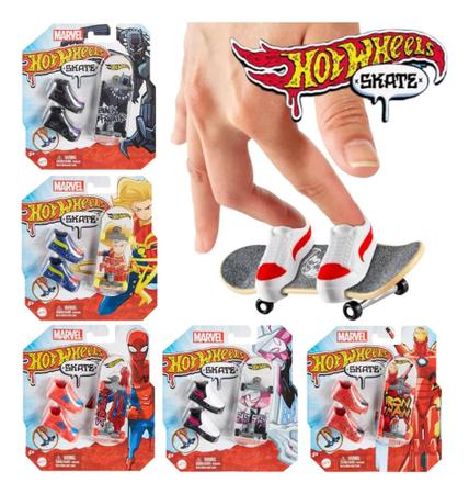 Hot Wheels - Skate de Dedo com Tênis Marvel