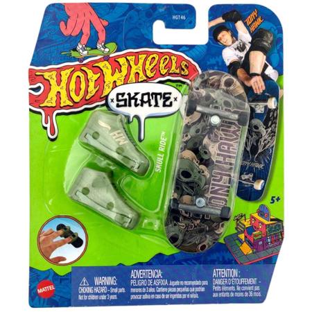 Hot wheels skate de dedo shape + tenis - skull ride - tony hawk - Hot Wheels - Mattel Imagem de Hot wheels skate de dedo shape + tenis - skull ride - tony hawk