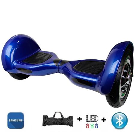 Imagem de Hoverboard 10 Polegadas AZUL Pneu Inflável - LED, Bluetooth, Bateria Samsung