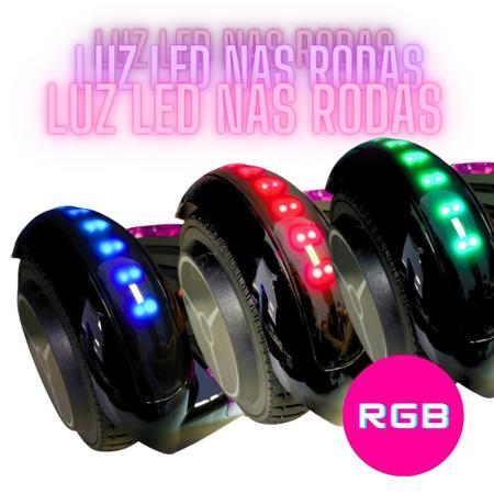 Hoverboard Skate Élétrico Bluetooth Com Led Alça Curta 6,5