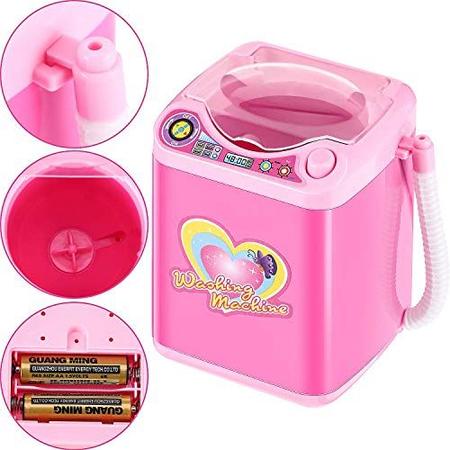 Imagem de Hsei Mini Maquiagem Pincel Limpador Dispositivo Plástico Elétrico Máquina de Lavar Automática Esponja Brinquedo de Limpeza para Meninas Senhoras