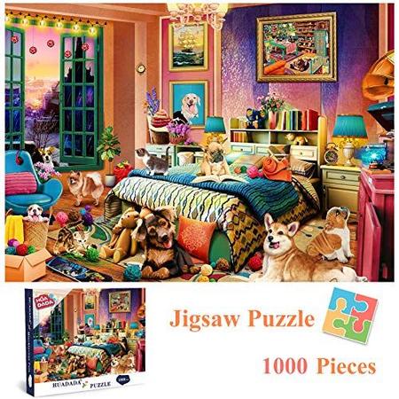 HUADADA Jigsaw Puzzles 1000 Peças - Animais travessos - Quebra