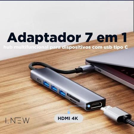 Imagem de Hub Adaptador 7 Em 1 COM HDMI 4K modo DEX  para Samsung galaxy tab S6 - Samsung galaxy tab S7 - Samsung galaxy tab S8 E Samsung galaxy tab S9