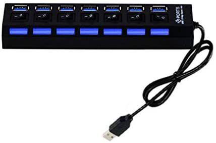 Imagem de Hub Usb 3.0 - 7 Portas Alta Velocidade Pendrive Mouse Teclado