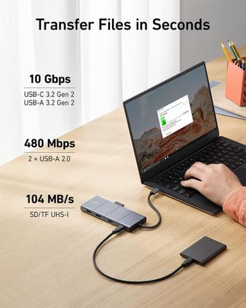 Imagem de HUB USB-C Anker 565 11 em 1 10Gbps 4K HDMI DisplayPort