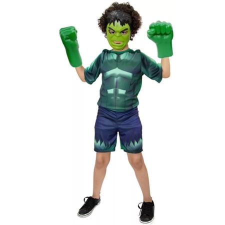 Imagem de Hulk Com Luvas E Mascara Infantil Super Herois Meninos Inf
