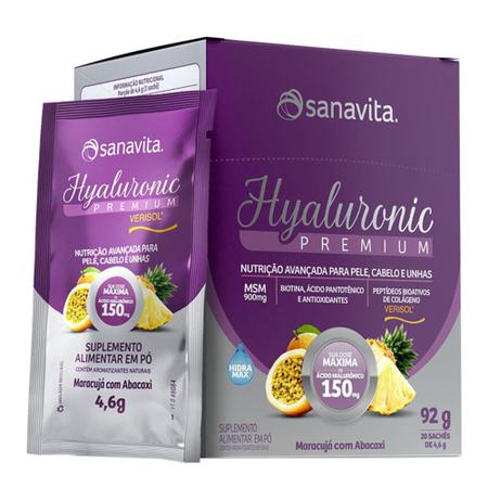 Imagem de Hyaluronic PREMIUM 150mg Sanavita Maracujá e Abacaxi 20 sachês