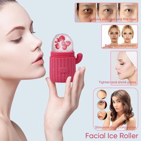 Imagem de Ice Cube Roller BloomRun for Face, pacote com 2 pacotes de silicone rosa/roxo