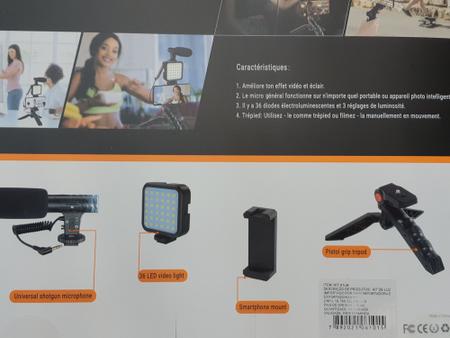 Imagem de  iluminação de vídeo LED, kit de vídeo Vlog da Andoer para telefone com tripé
