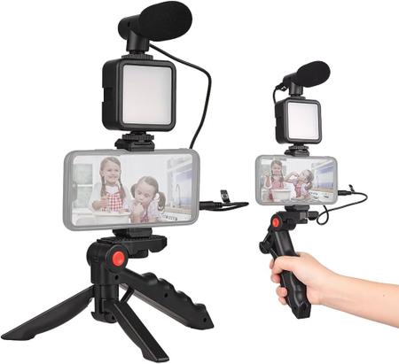 Imagem de  iluminação de vídeo LED, kit de vídeo Vlog da Andoer para telefone com tripé