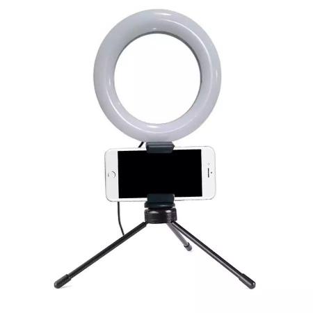 Imagem de Iluminador Ring Light 6 Polegadas (10cm) com Tripé e Suporte para Celular - Ideal para Digital Influencer, Vídeo Conferencia