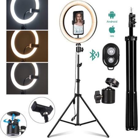 Imagem de Iluminador Ring Light led 26cm + Tripé 210cm Profissional Suporte Celular Acessórios Gravação