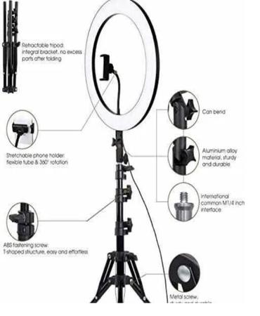 Imagem de Iluminador Ring Light Profissional 18w Tripé2,1m Youtuber