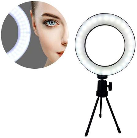 Imagem de Iluminador Ring Light Tripe Mesa LED Portatil Youtube Foto Video Controle Usb Quente/Fria Luz